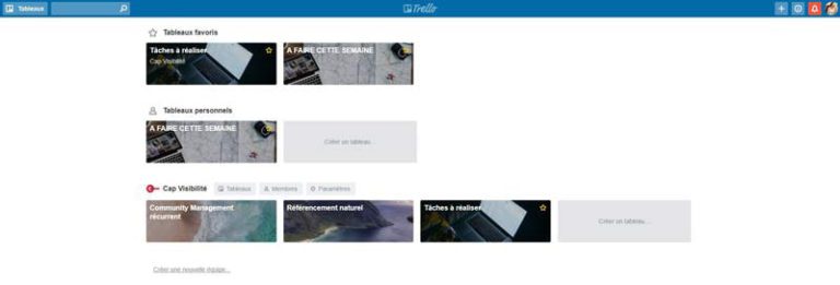 trello tableau de bord