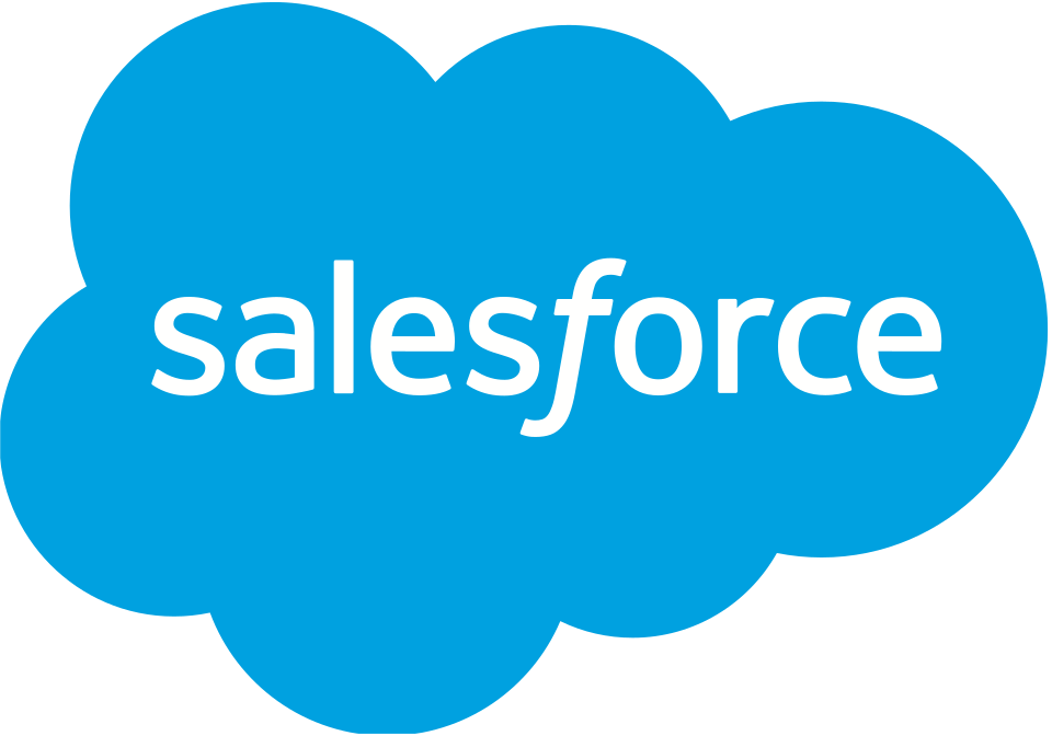 Salesforce logo: white lowercase text on a blue cloud-shaped background