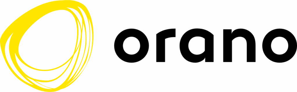 Brand logo: a bright yellow circular swirl on the left with the brand name to the right on a black background.