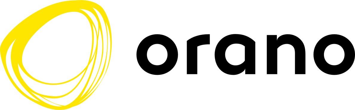 Brand logo: a bright yellow circular swirl on the left with the brand name to the right on a black background.